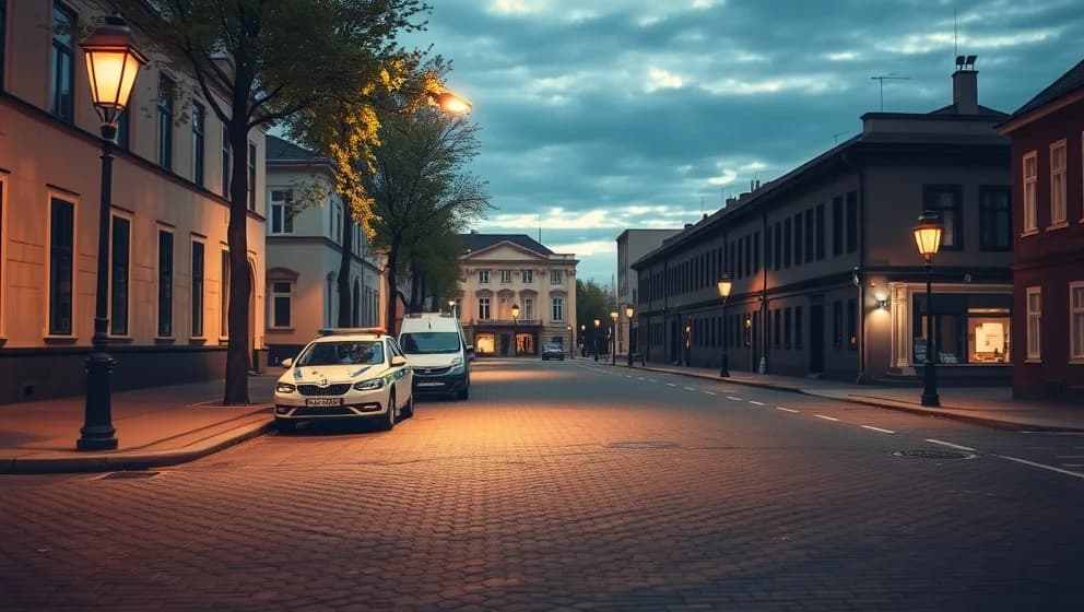 Här är polisen som mitt i gatan står