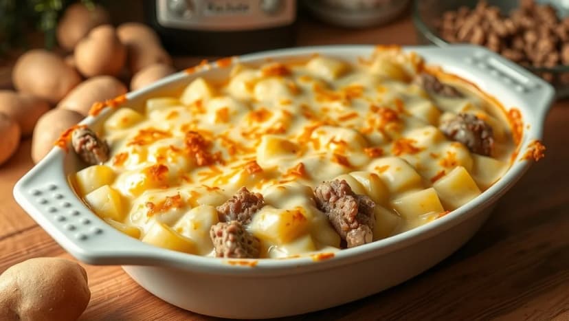 Krämig köttfärsgratäng med potatis hemma